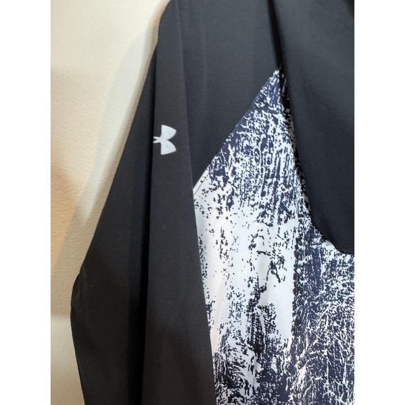 Under Armour Jacket Mens Medium Black Hooded Running Colorblock Windbreaker - Picture 7 of 8